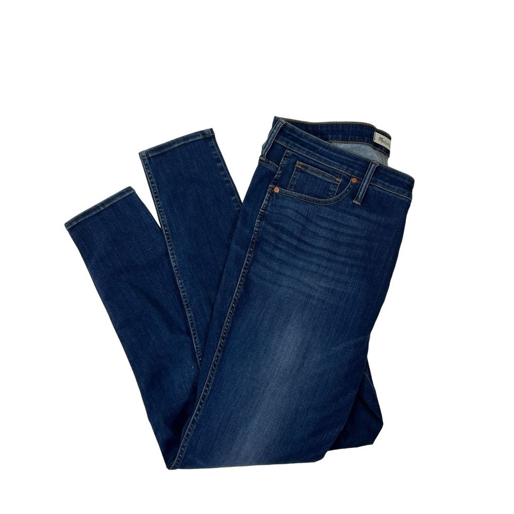 Madewell 10'' High Rise Skinny Denim Jeans High Rise Blue Dark Wash Size 35T - Picture 5 of 12